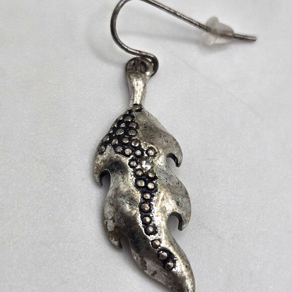 "5/$25" Mismatched Pewter Finish Feather/Multicolored Bead Dangle Earrings - Picture 4 of 8